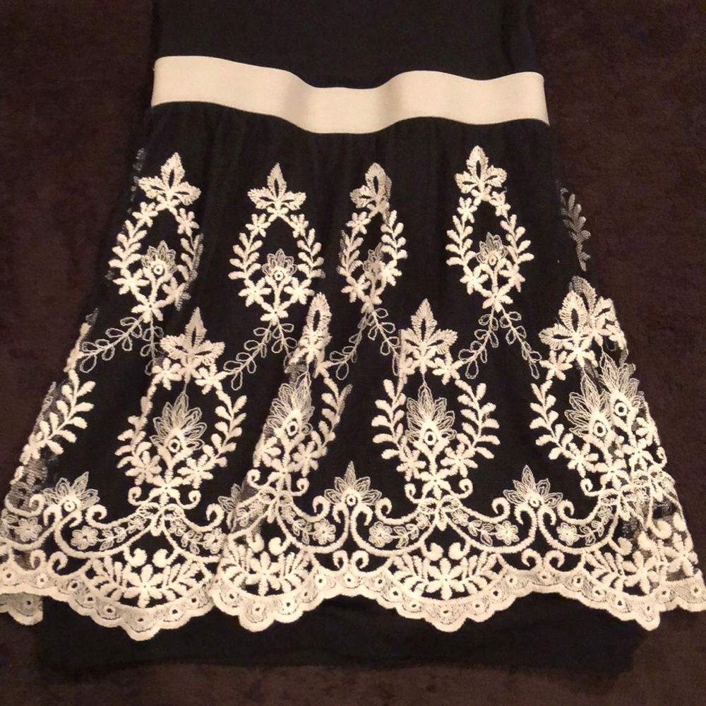 Aqua Cocktail Dress with Lace Overlay - Picture 2 of 3